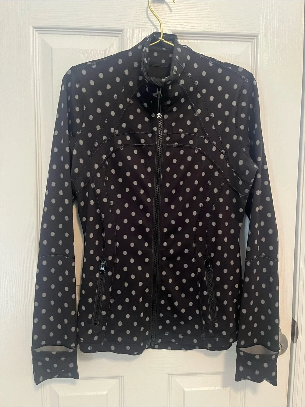 Lululemon Define Jacket Ghost Dot Black Slate | Size 8 | Thumbholes Full Zip